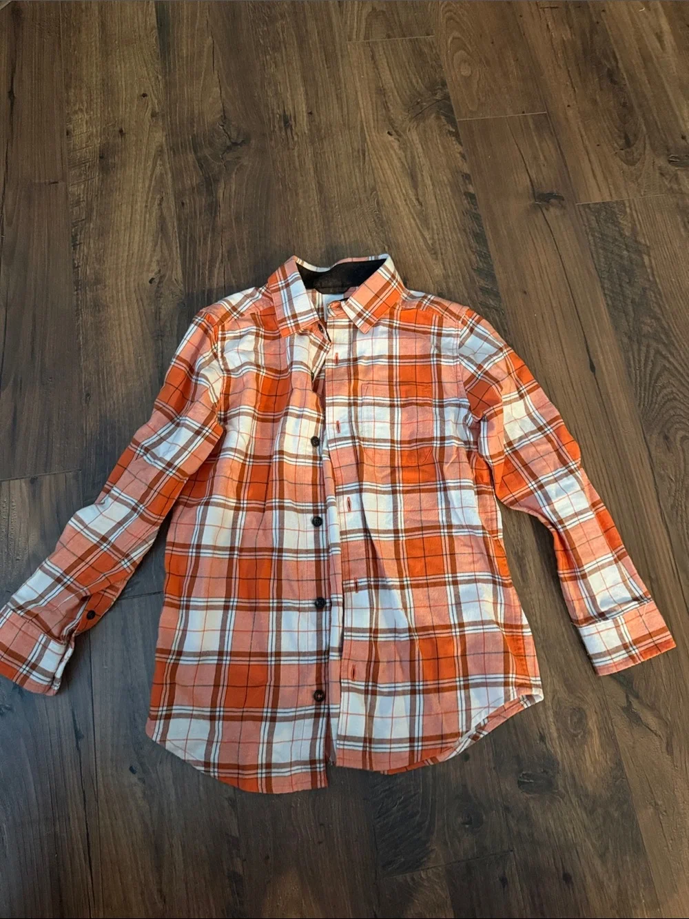 Gymboree Orange and Cream Plaid Button-Down Shirt (8)